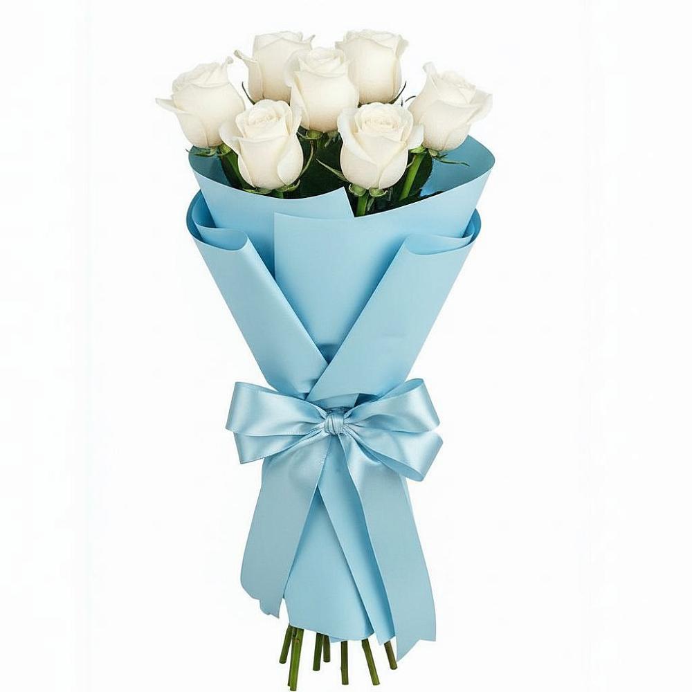 Букет 7 белых роз Проуд в Актаныш