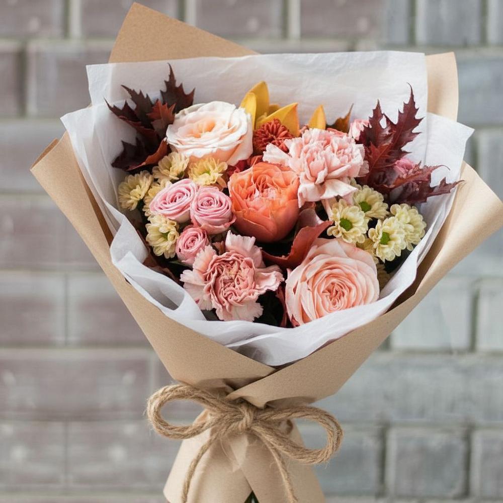 Букет цветов из: Гвоздики, Хризантемы и Розы в Актаныш