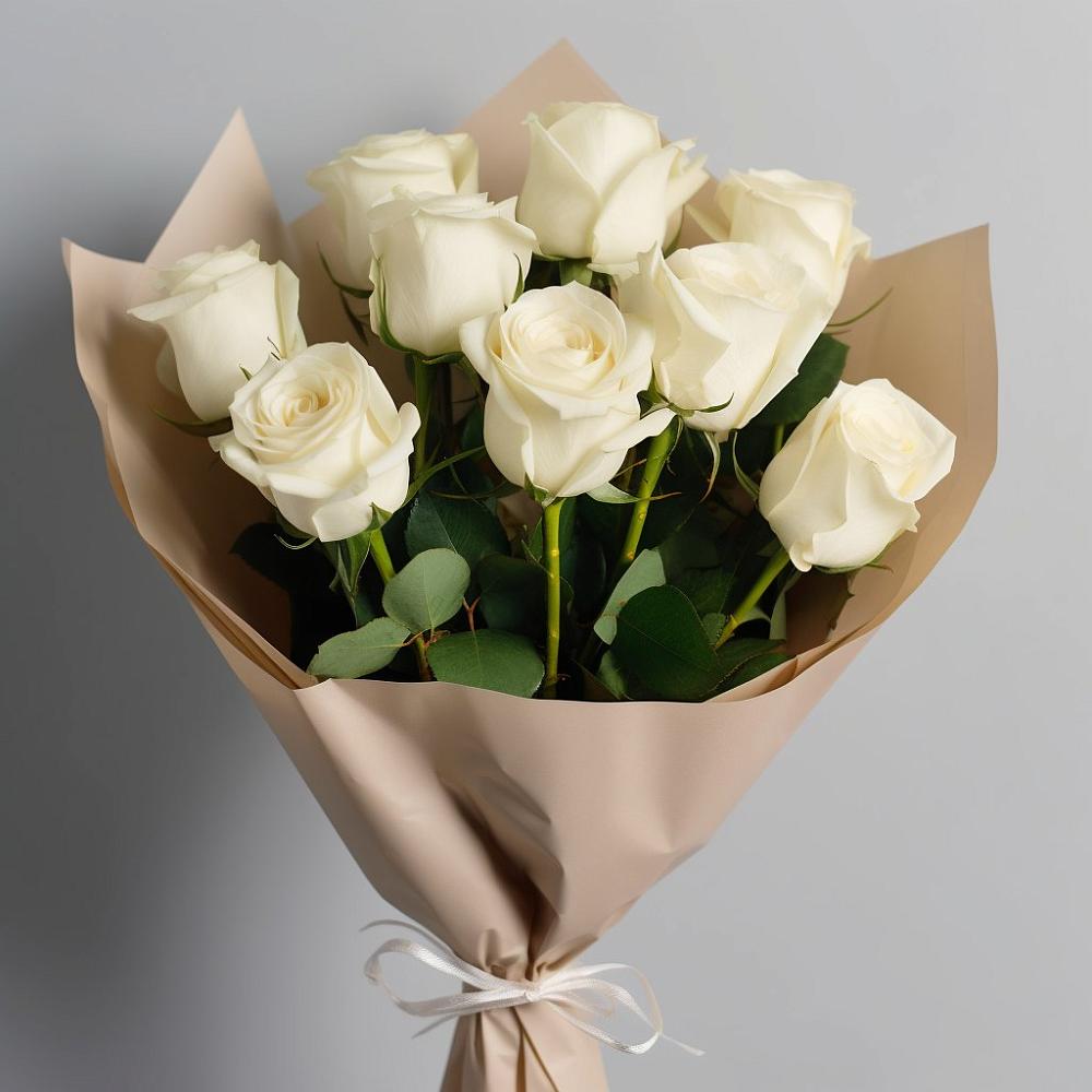 Букет 9 Белых роз Эдлесс Лав в Актаныш