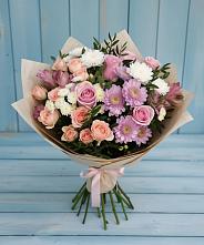 Букет цветов из:  Хризантемы, Розы и Альстромерии в Актаныш